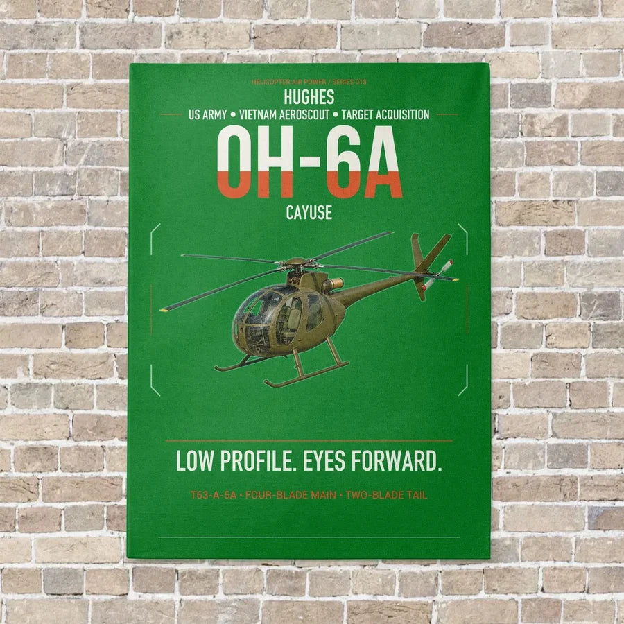 Hughes OH-6A Cayuse vertical canvas print - no frame - green background