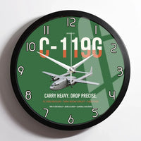 Thumbnail for C-119G Flying Boxcar design on green framed wall clock