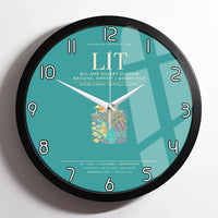 Thumbnail for Bill and Hillary Clinton National Airport - Adams Field Little Rock LIT Wall-Clock Framed - Turquoise