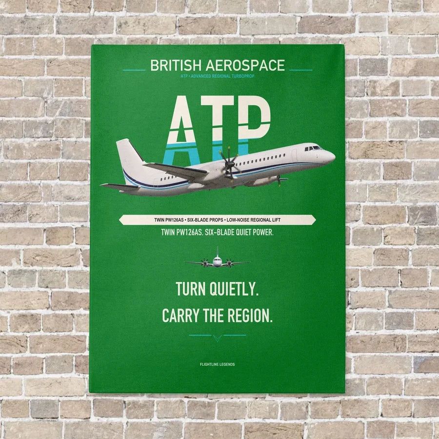 British Aerospace ATP vertical canvas print - no frame - green background