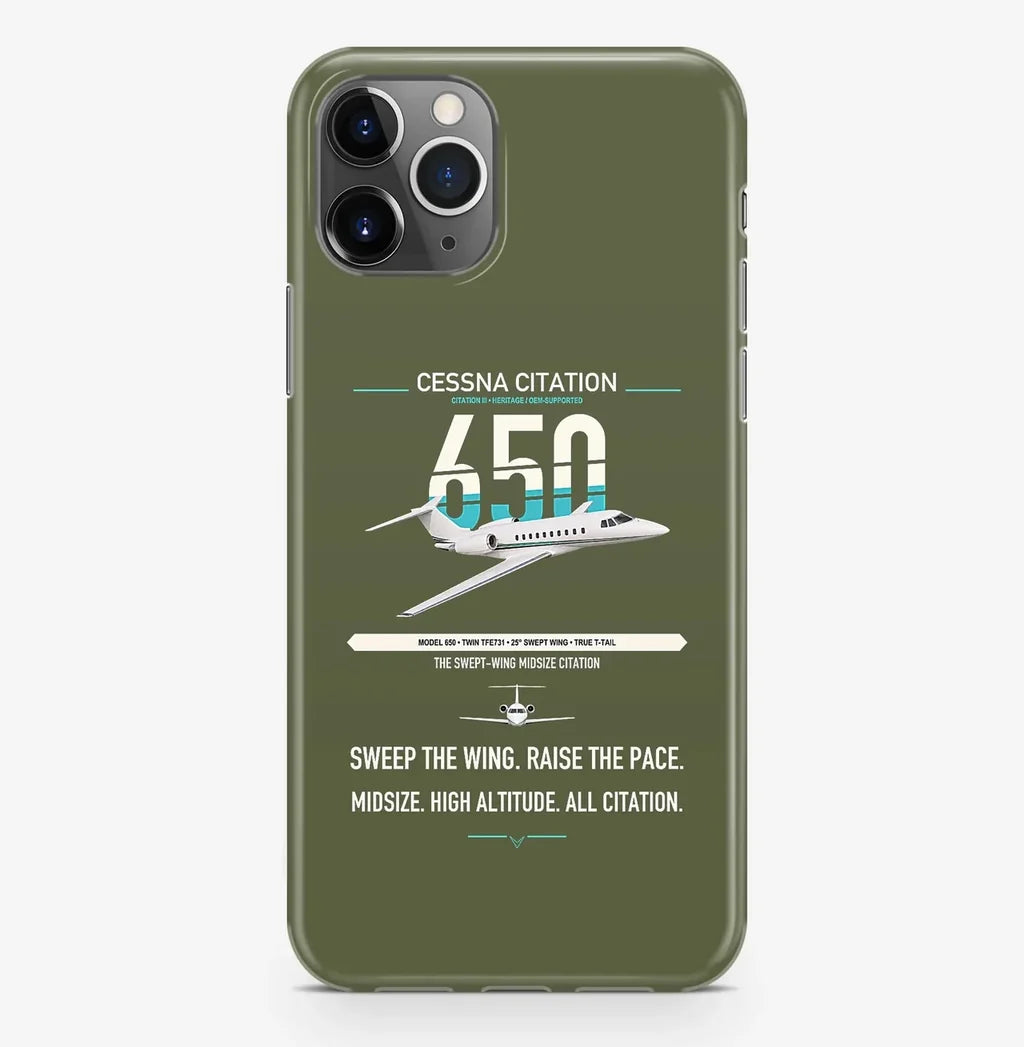 Cessna Citation 650 - Citation III design on green army magsafe iphone case, for iPhone Pro Max