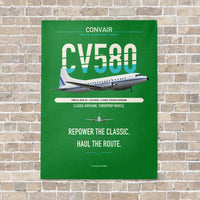 Thumbnail for Convair 580 vertical canvas print - no frame - green background