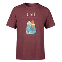 Thumbnail for Malvinas Argentinas International Airport (USH) T-Shirt single-side front print in Dark Red | malvinas-argentinas-international-airport-ush-double-side-t-shirt