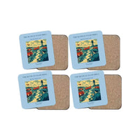 Thumbnail for The Runway Foam Drill - Designed Coasters design on light blue 4-pieces-set
