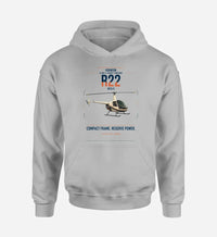 Thumbnail for Robinson R22 Beta II design on light gray double-side hoodie, single-side print