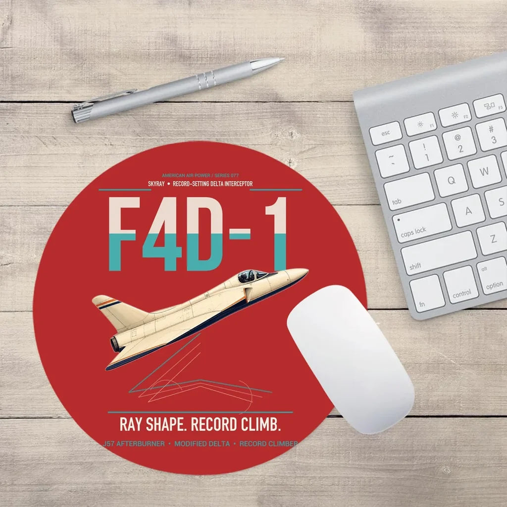 F4D-1 Skyray design on red round mouse pad