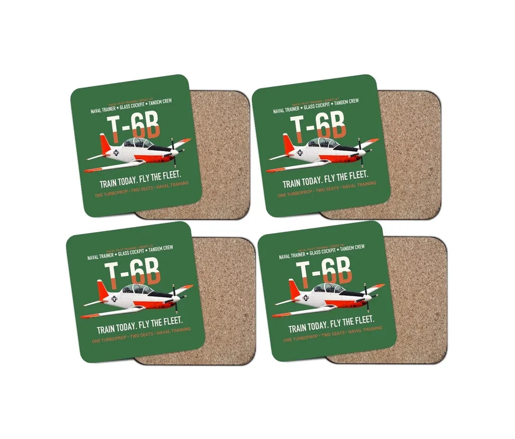 T-6B Texan II Naval Aviator Training design on green 4 pieces set coaster