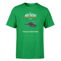 Thumbnail for Bell 407GXi design on green t-shirt, single-side print