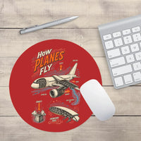Thumbnail for How Planes Fly V2 design on red round mouse pad