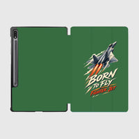 Thumbnail for Born To Fly Fighter Jet design on green samsung tablet tablet case