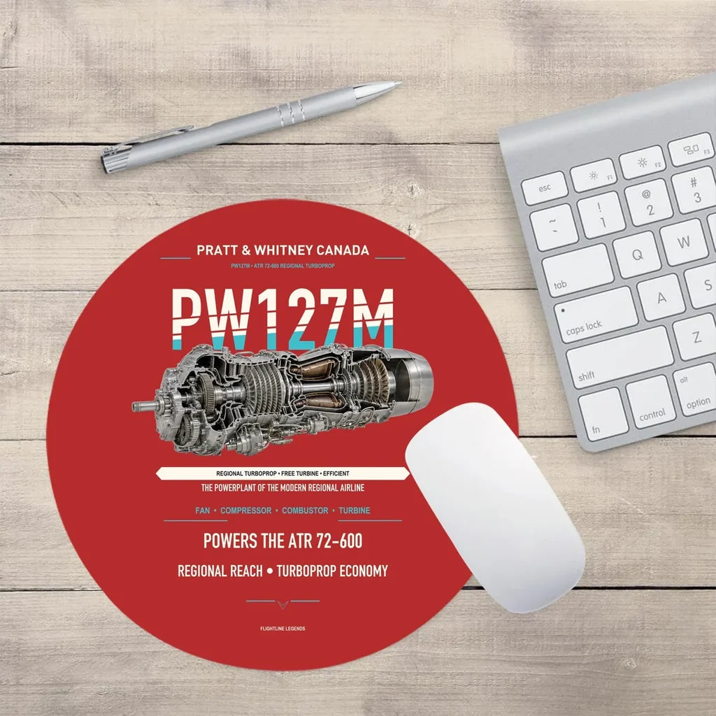 PW127M design on red round mouse pad