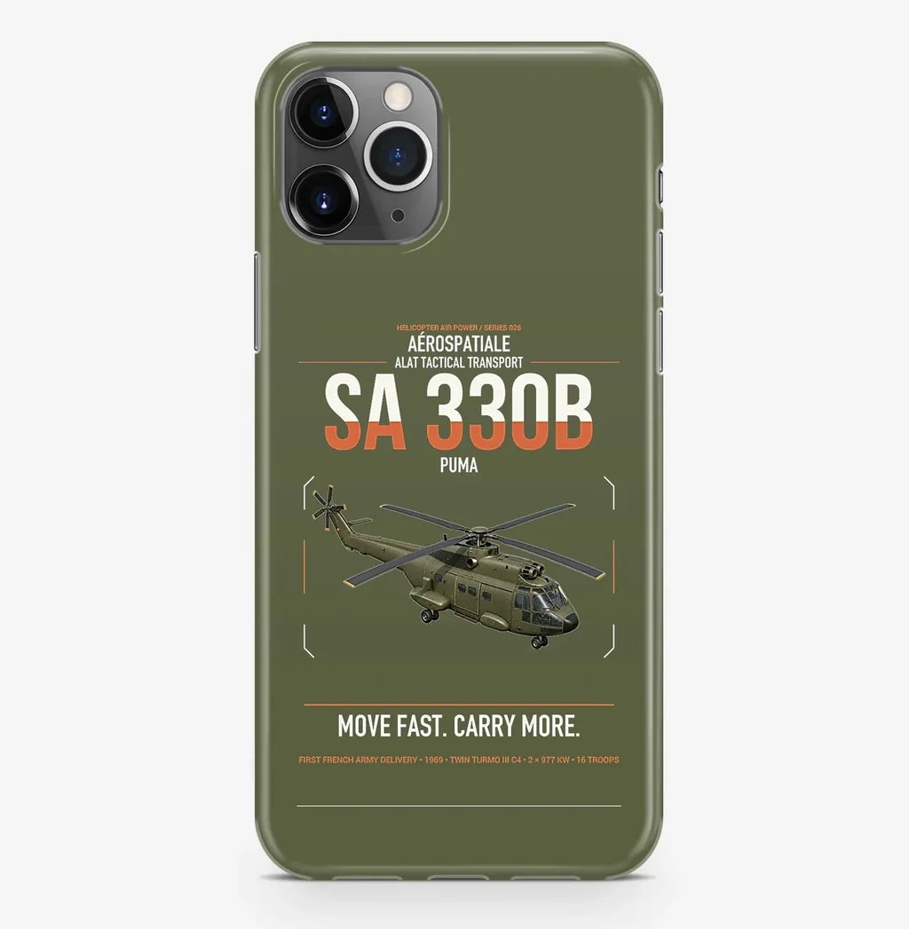 Aérospatiale SA 330B Puma design on green army magsafe iphone case, for iPhone Pro Max