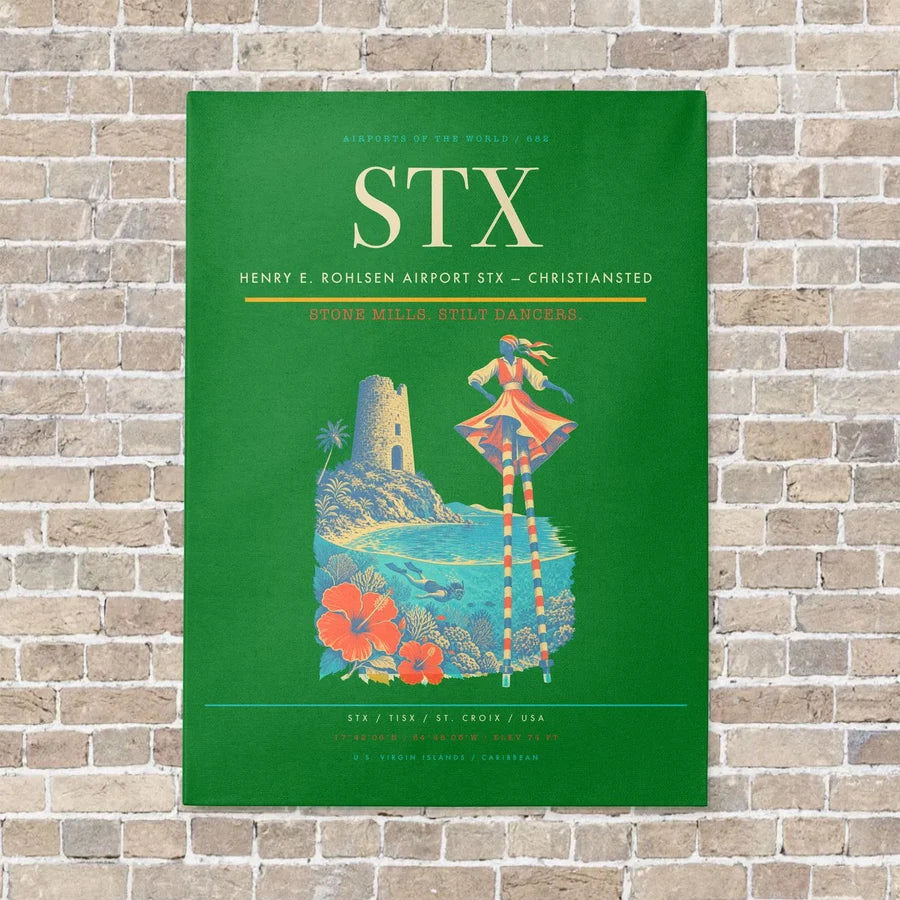 Henry E. Rohlsen Airport STX — Christiansted vertical canvas print - no frame - green background