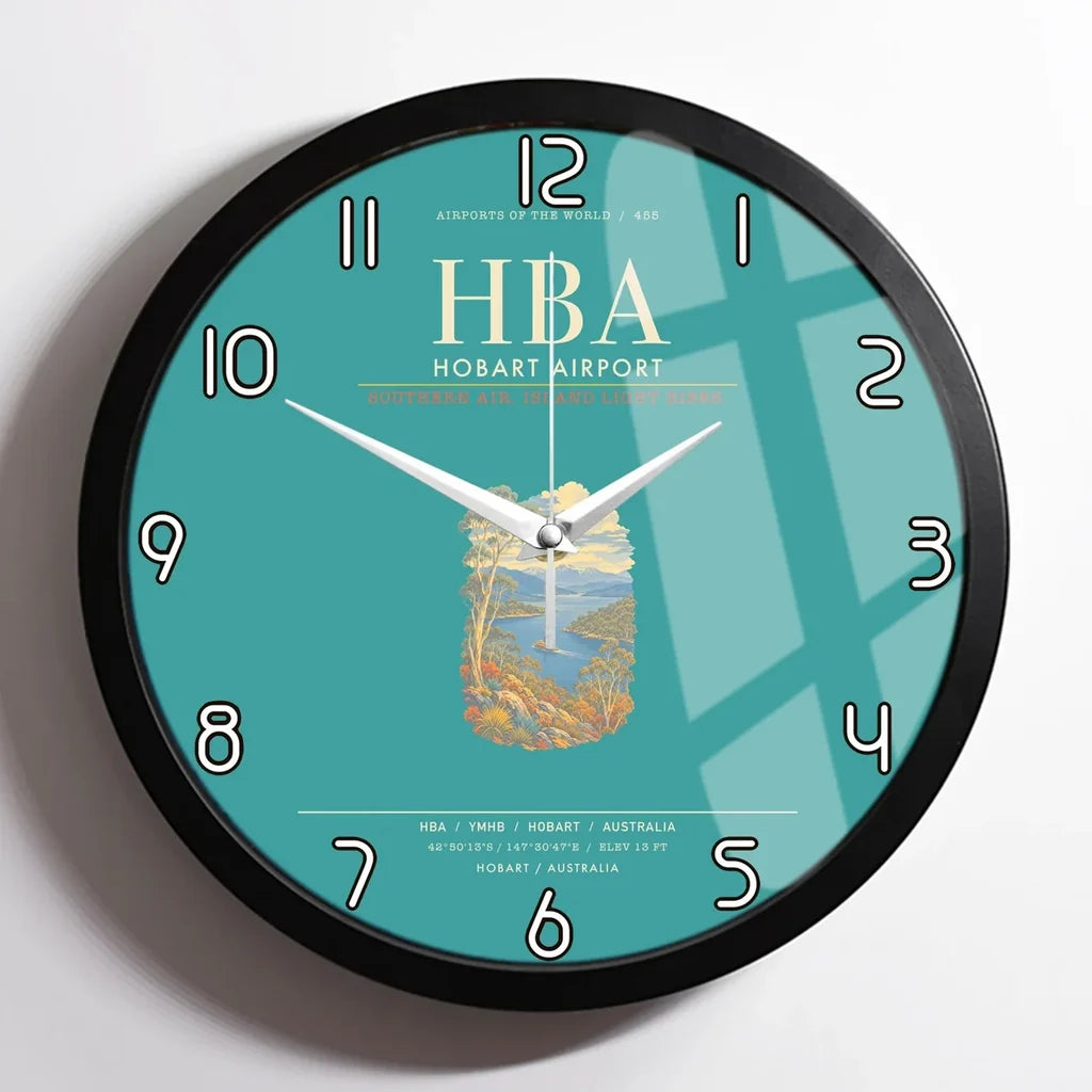 Hobart Airport HBA Wall-Clock Framed - Turquoise