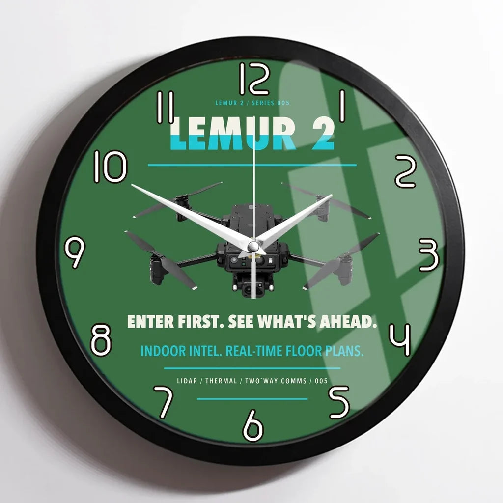 BRINC LEMUR 2 design on green framed wall clock