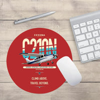 Thumbnail for Cessna T210N Centurion design on red round mouse pad