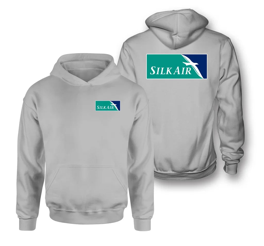 SilkAir logo on light gray double side hoodie