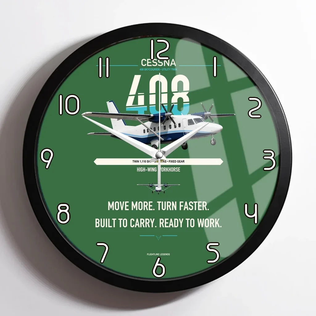 Cessna 408 SkyCourier design on green framed wall clock
