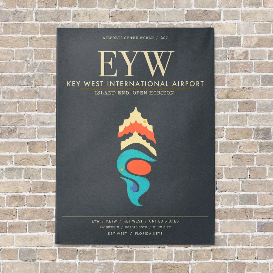 Key West International Airport EYW - Canvas Framed - Gray