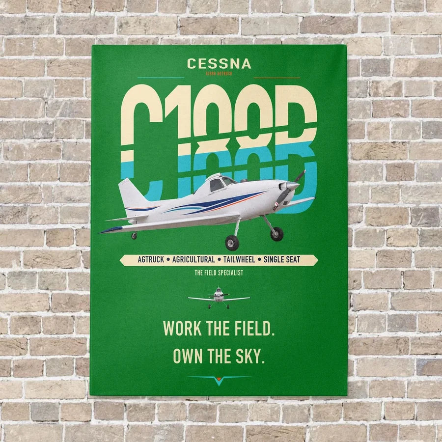 Cessna A188B AgTruck vertical canvas print - no frame - green background