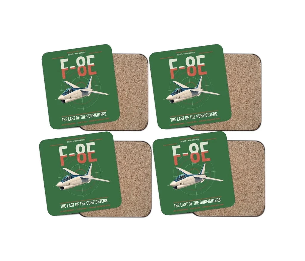 F-8E Crusader design on green 4 pieces set coaster