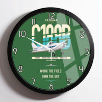 Thumbnail for Cessna A188B AgTruck design on green framed wall clock