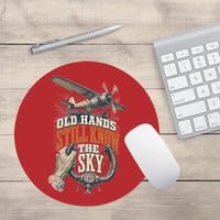 Thumbnail for Old Hands Still Know The Sky design on red round mouse pad