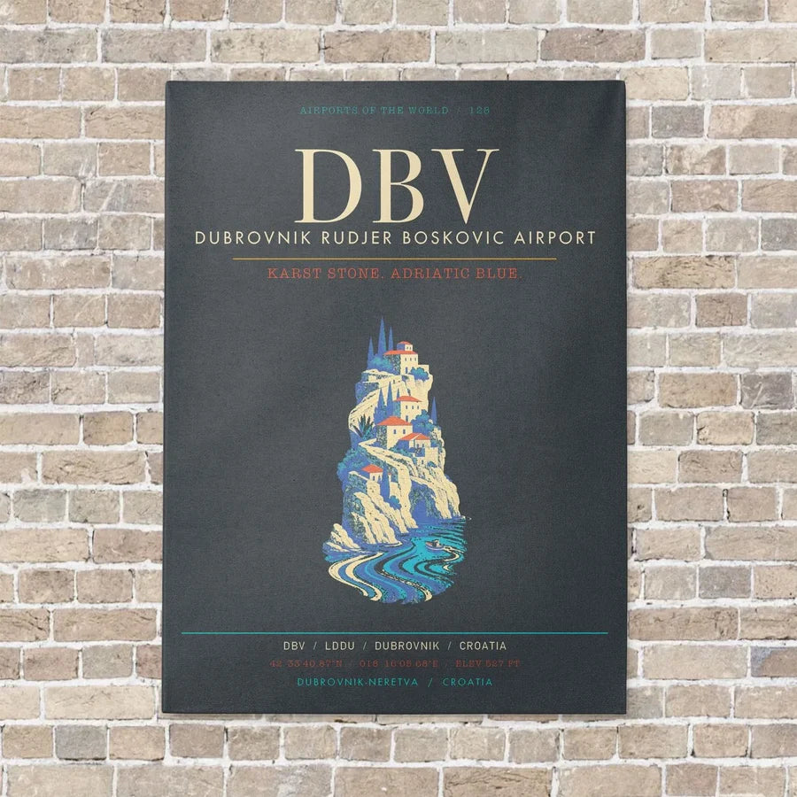 Dubrovnik Ruer Boskovic Airport DBV - Canvas Framed - Gray