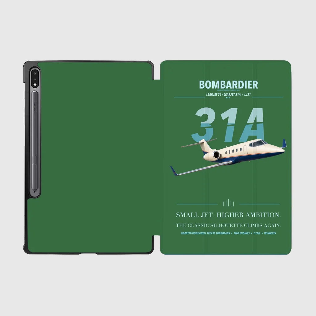 Bombardier Learjet 31A design on green samsung tablet tablet case