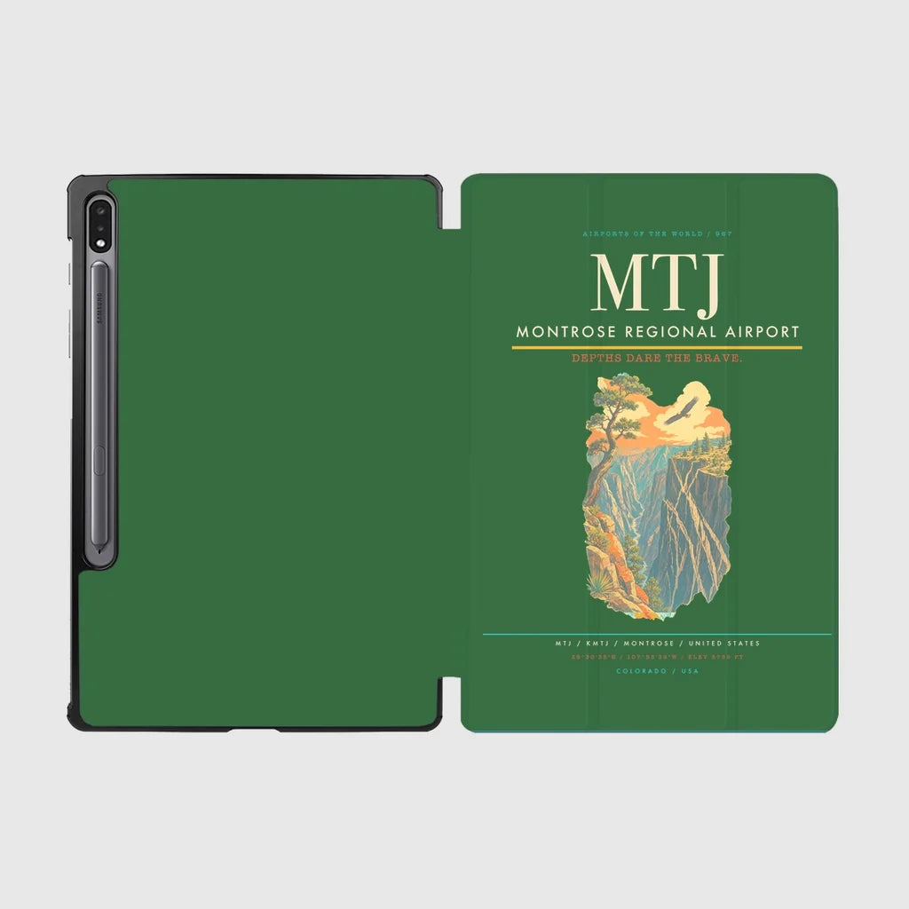 Montrose Regional Airport (MTJ) design on green samsung tablet tablet case