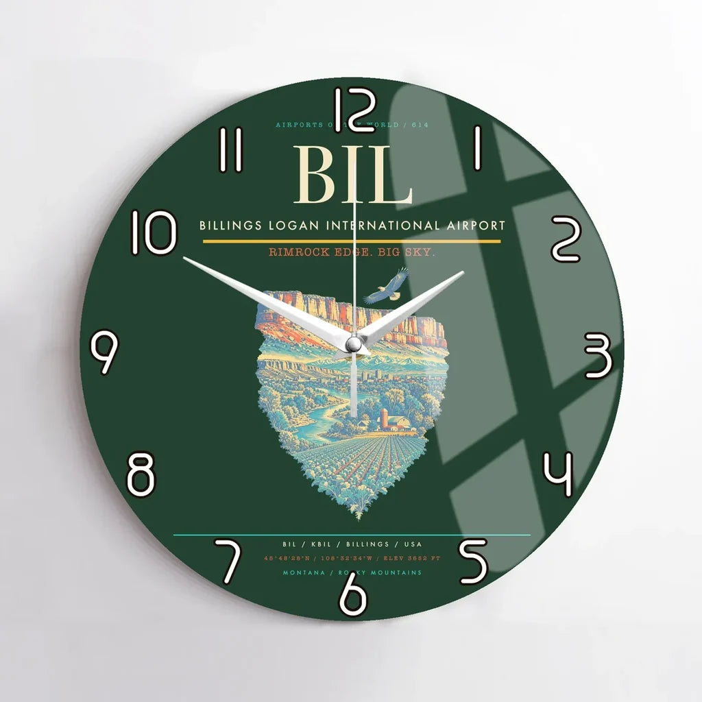 Billings Logan International Airport BIL Wall-Clock No-Frame - Dark Green