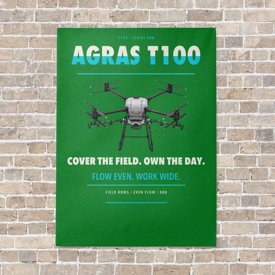 DJI Agras T100 vertical canvas print - no frame - green background
