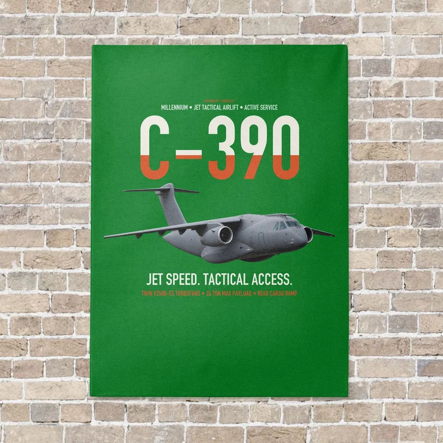 C-390 Millennium vertical canvas print - no frame - green background
