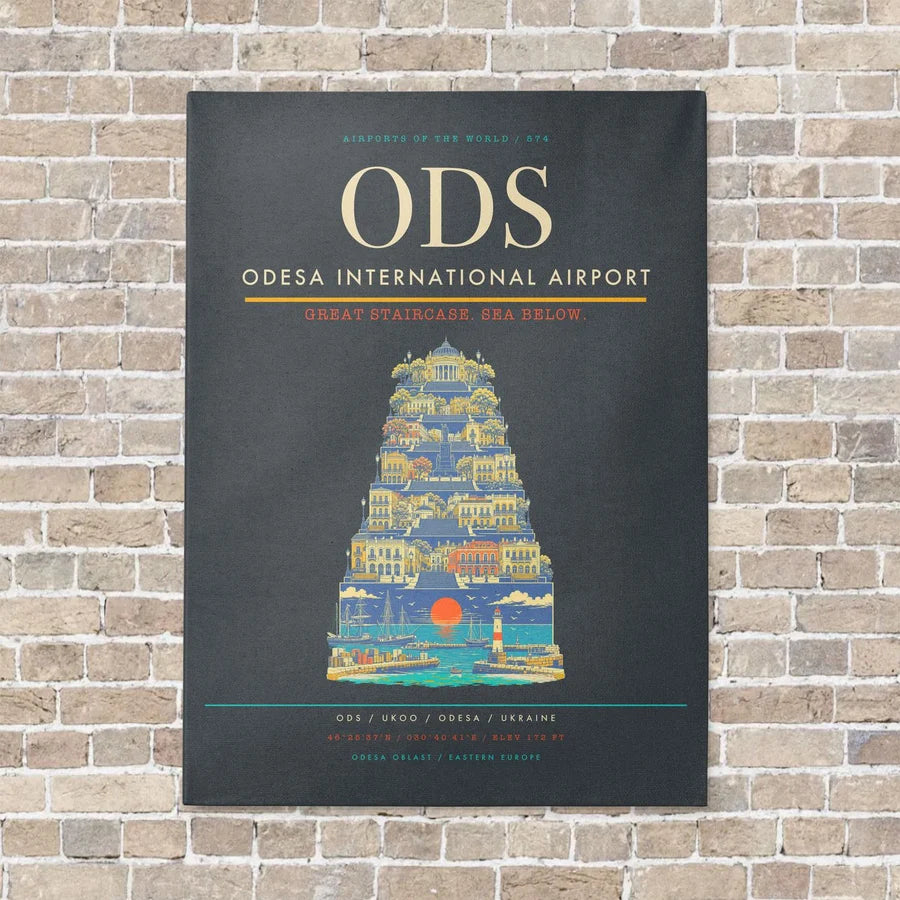 Odesa International Airport ODS - Canvas No Frame - Gray