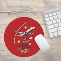 Thumbnail for Captain Is Her Favorite Title design on red round mouse pad