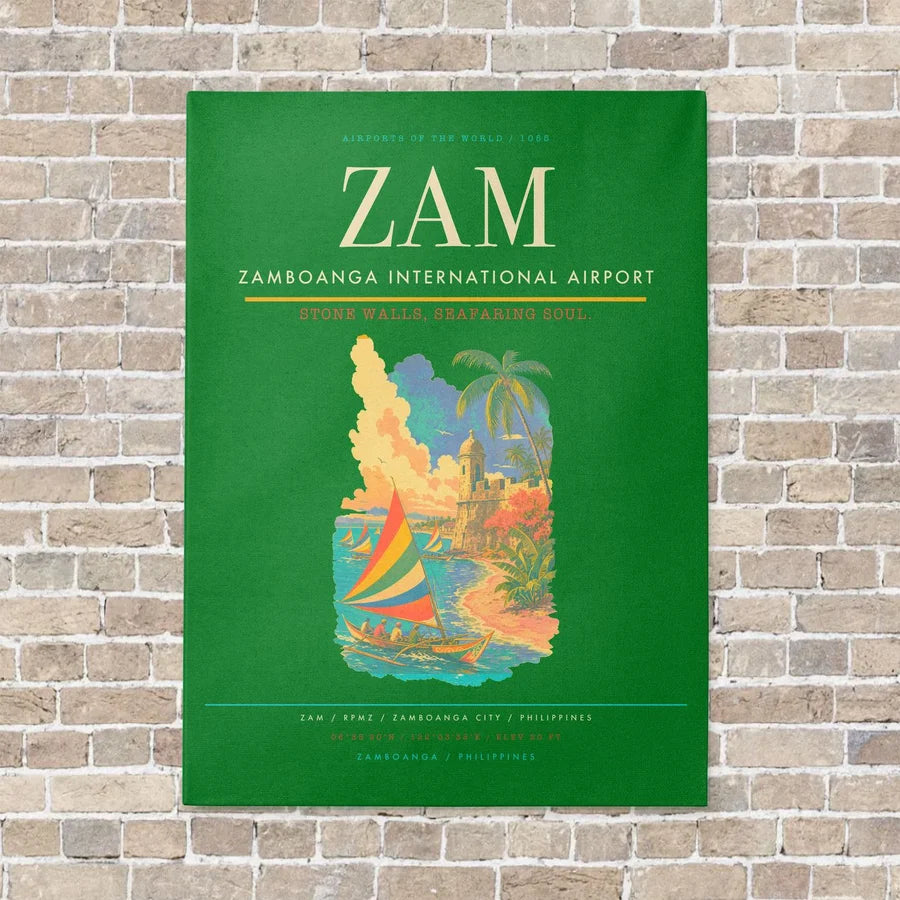 Zamboanga International Airport ZAM vertical canvas print - no frame - green background