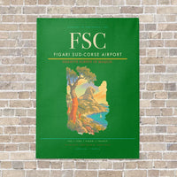 Thumbnail for Figari Sud-Corse Airport FSC vertical canvas print - no frame - green background