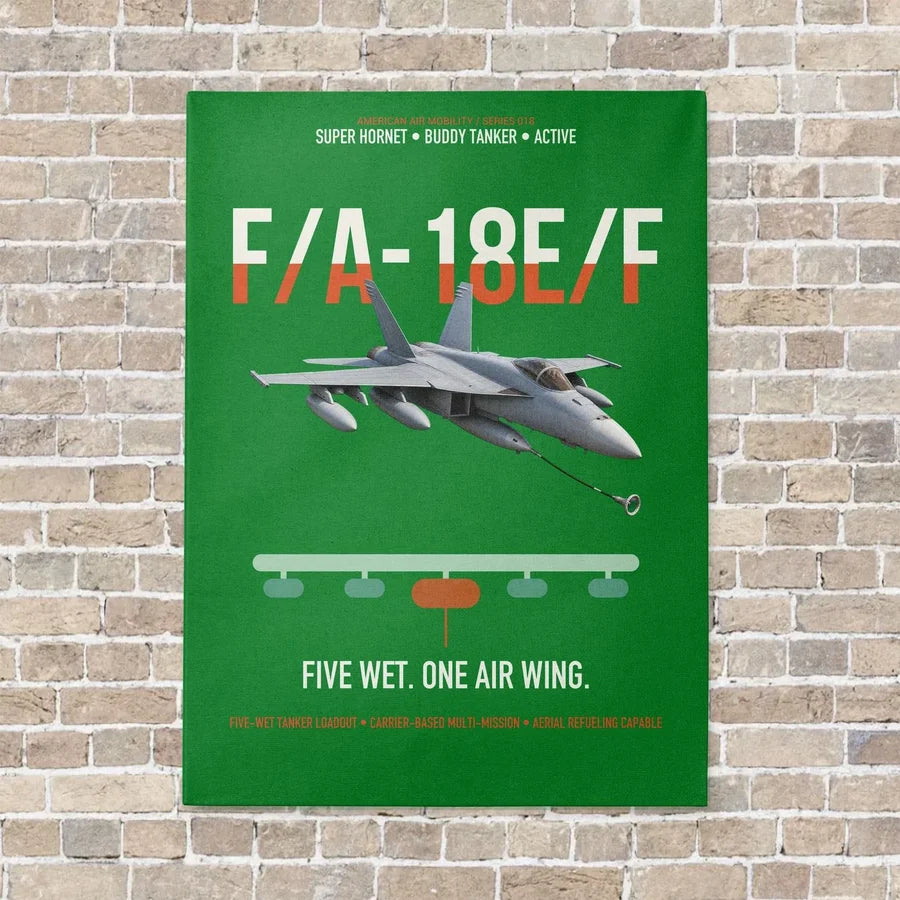 F A-18E F Buddy Tanker vertical canvas print - no frame - green background