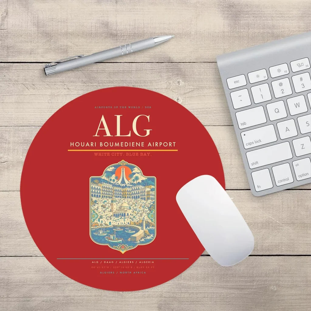 Houari Boumediene Airport ALG Mouse-Pad Round - Red
