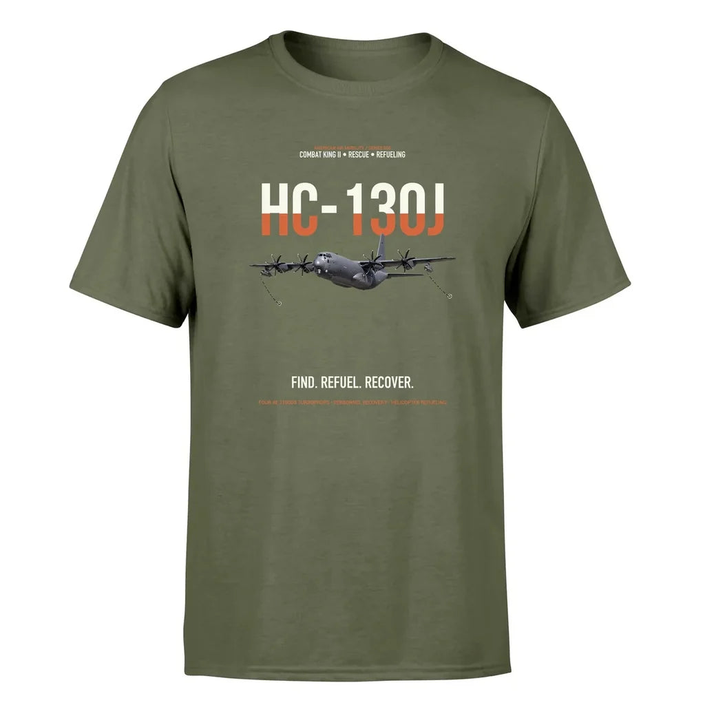 HC-130J COMBAT KING II design on green army double-side t-shirt, single-side print