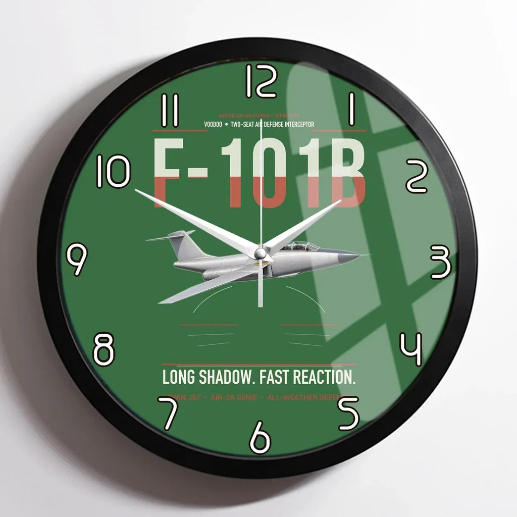 F-101B Voodoo design on green framed wall clock