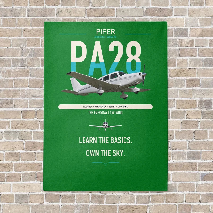 Piper PA-28-181 Archer LX vertical canvas print - no frame - green background