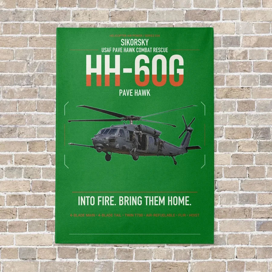 Sikorsky HH-60G Pave Hawk vertical canvas print - no frame - green background
