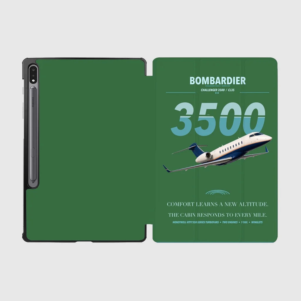 Bombardier Challenger 3500 design on green samsung tablet tablet case