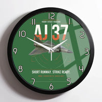 Thumbnail for Saab AJ 37 Viggen design on green framed wall clock