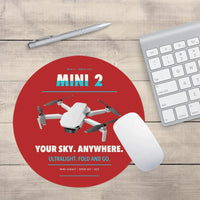 Thumbnail for DJI Mini 2 design on red round mouse pad