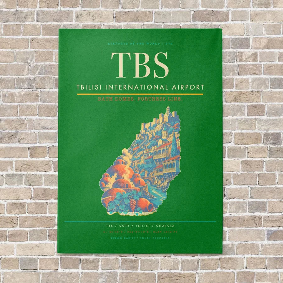 Tbilisi International Airport TBS vertical canvas print - no frame - green background
