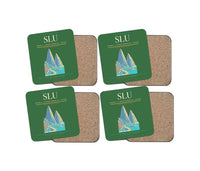 Thumbnail for George F. L. Charles Airport (SLU) design on green 4 pieces set coaster