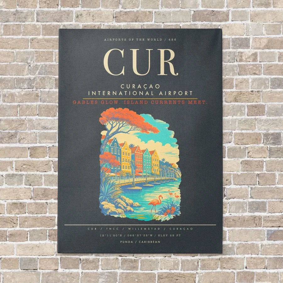 Curacao International Airport CUR - Canvas Framed - Gray