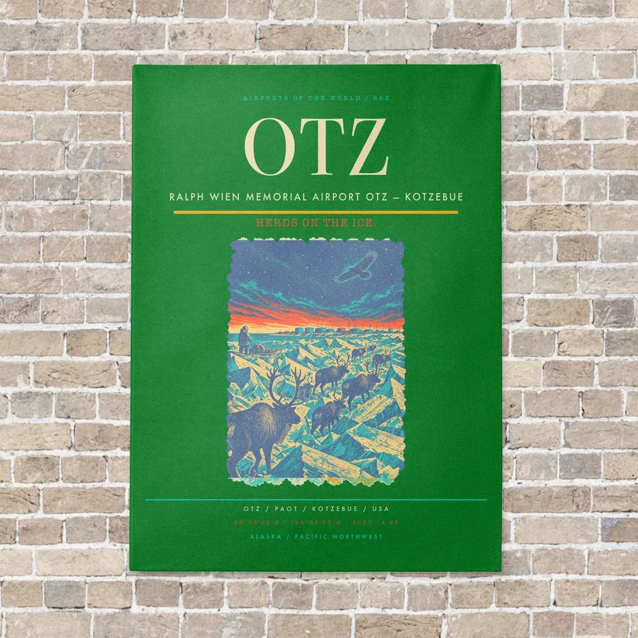 Ralph Wien Memorial Airport OTZ — Kotzebue vertical canvas print - no frame - green background